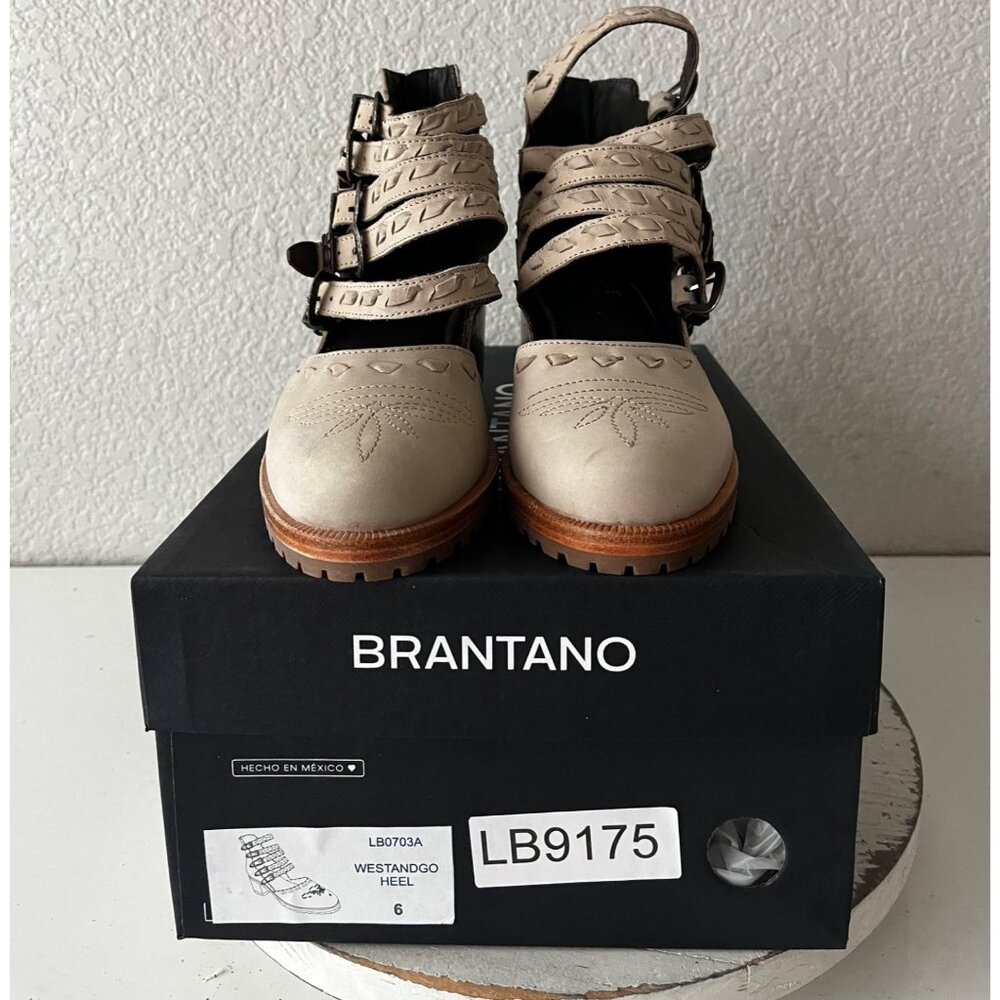 Lane Boots WESTANGO  Western Heels Tan Sandals Cowgirl Leather Buckle 6 NEW - Picture 10 of 10